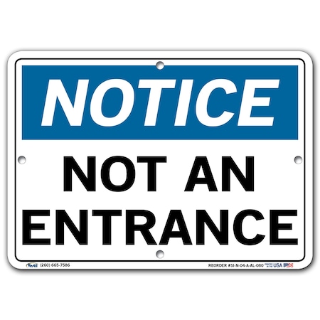 Vestil Aluminum Sign, 7-1/2" Height, 10-1/2" Width, Aluminum, Rectangle, English SI-N-04-A-AL-080